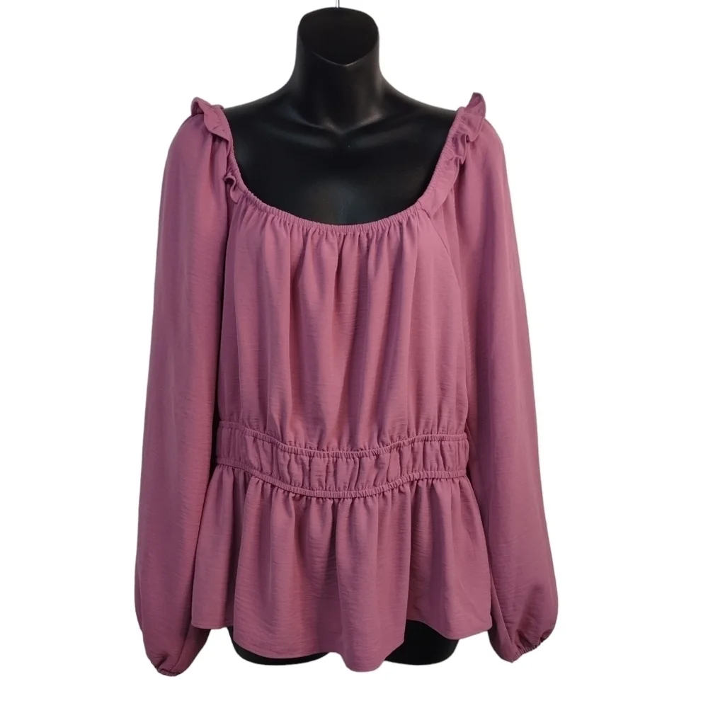 Nine West Women's Squareneck Peplum Top Blouse Size L - Picture 2 of 9